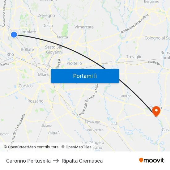 Caronno Pertusella to Ripalta Cremasca map
