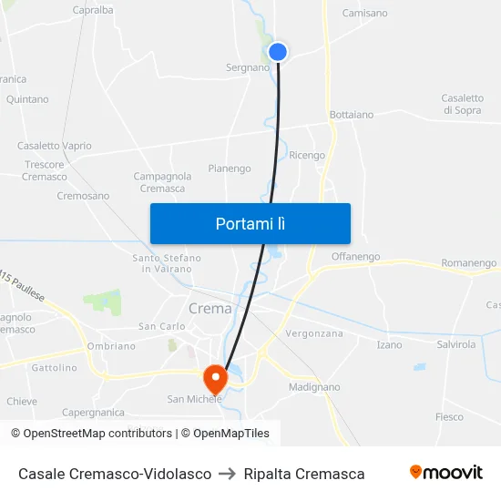 Casale Cremasco-Vidolasco to Ripalta Cremasca map