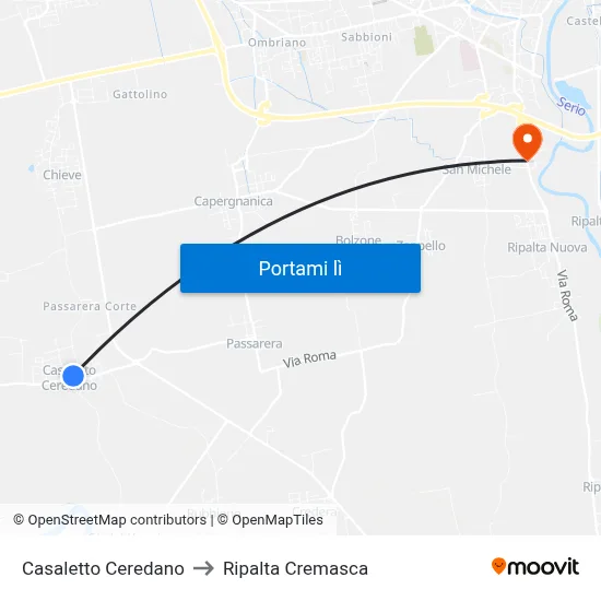 Casaletto Ceredano to Ripalta Cremasca map