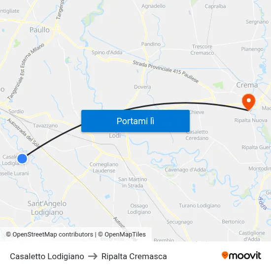 Casaletto Lodigiano to Ripalta Cremasca map