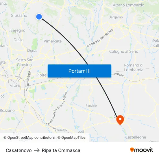 Casatenovo to Ripalta Cremasca map