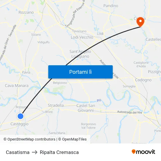 Casatisma to Ripalta Cremasca map