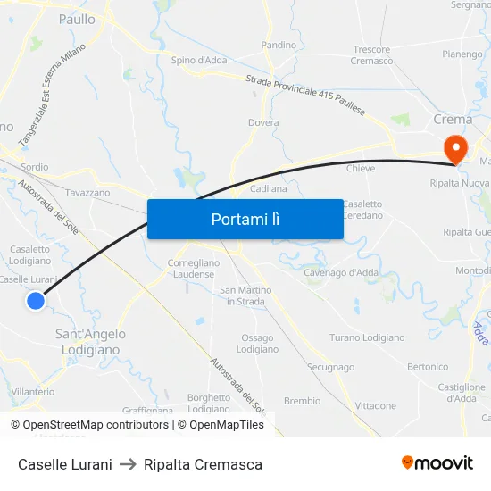 Caselle Lurani to Ripalta Cremasca map