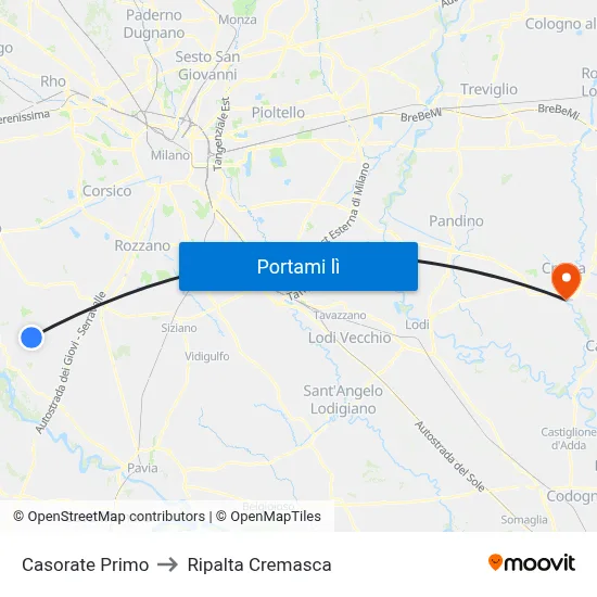 Casorate Primo to Ripalta Cremasca map