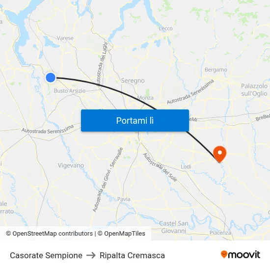 Casorate Sempione to Ripalta Cremasca map