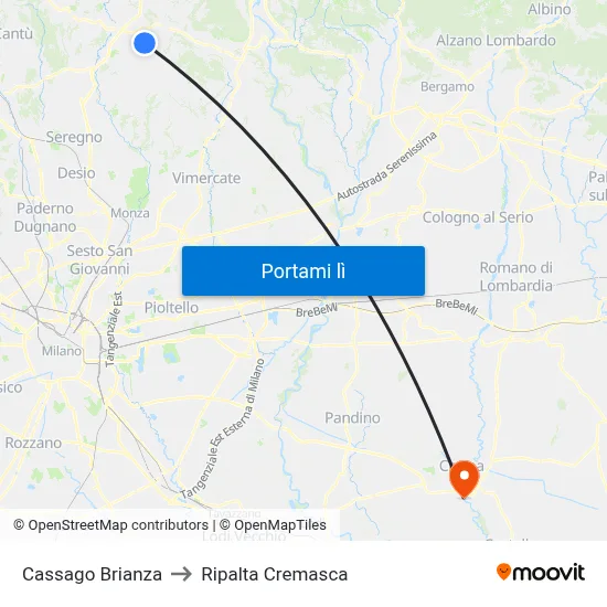 Cassago Brianza to Ripalta Cremasca map