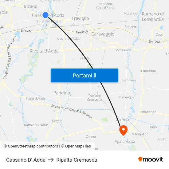 Cassano D' Adda to Ripalta Cremasca map