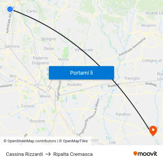 Cassina Rizzardi to Ripalta Cremasca map