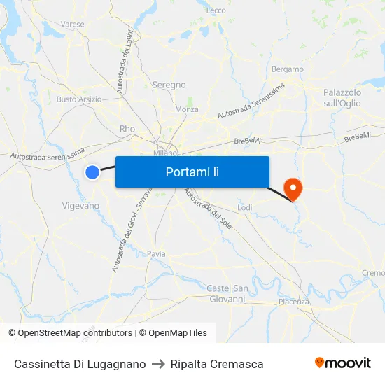 Cassinetta Di Lugagnano to Ripalta Cremasca map
