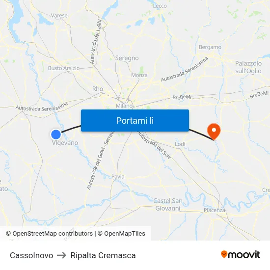 Cassolnovo to Ripalta Cremasca map