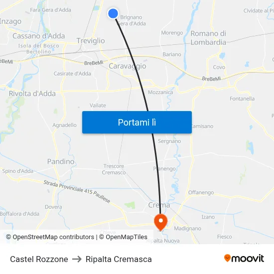 Castel Rozzone to Ripalta Cremasca map