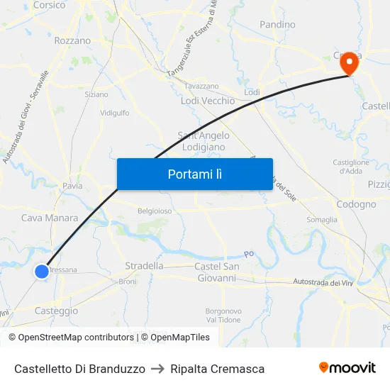 Castelletto Di Branduzzo to Ripalta Cremasca map