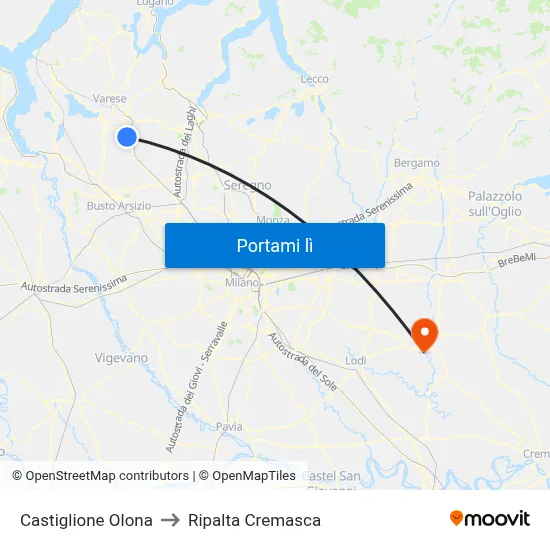 Castiglione Olona to Ripalta Cremasca map