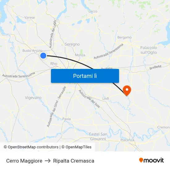 Cerro Maggiore to Ripalta Cremasca map