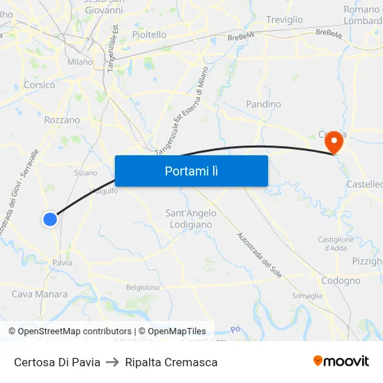 Certosa Di Pavia to Ripalta Cremasca map