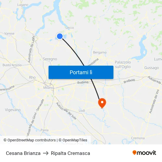 Cesana Brianza to Ripalta Cremasca map