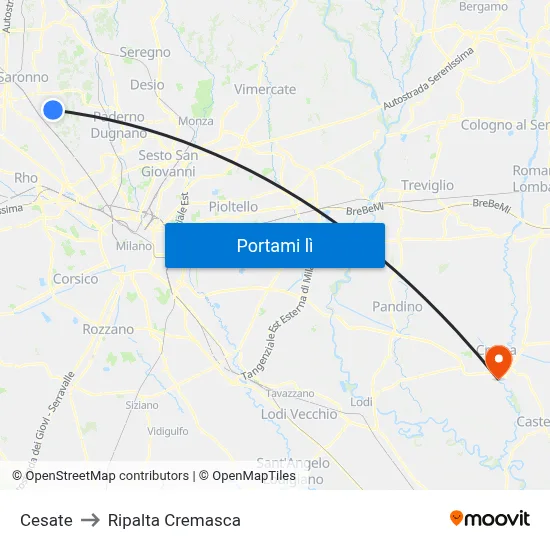 Cesate to Ripalta Cremasca map