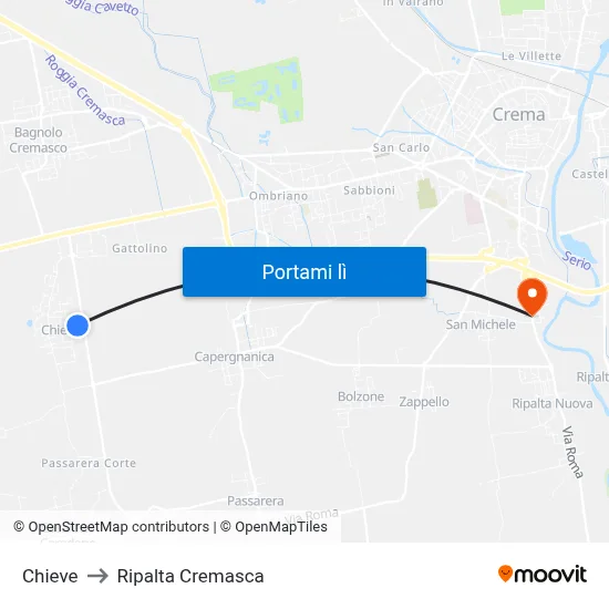 Chieve to Ripalta Cremasca map
