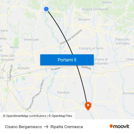 Cisano Bergamasco to Ripalta Cremasca map