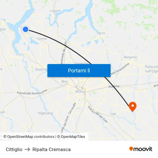 Cittiglio to Ripalta Cremasca map