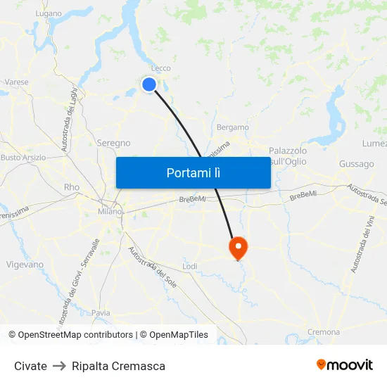 Civate to Ripalta Cremasca map