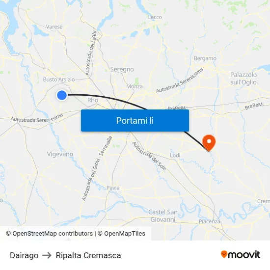 Dairago to Ripalta Cremasca map