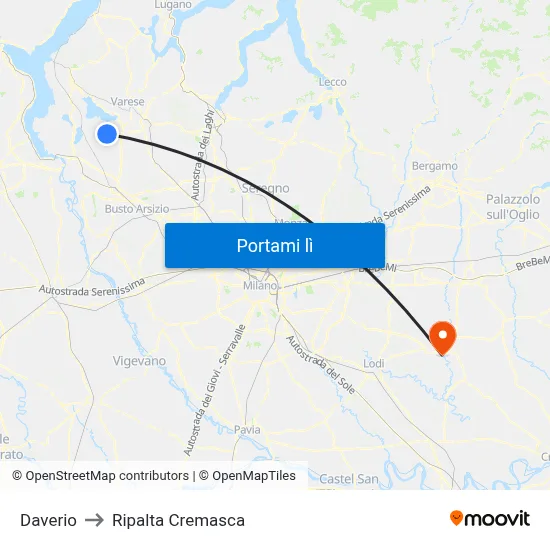 Daverio to Ripalta Cremasca map