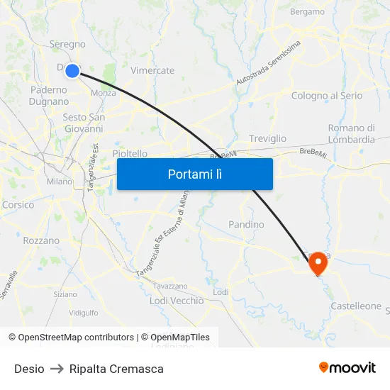 Desio to Ripalta Cremasca map