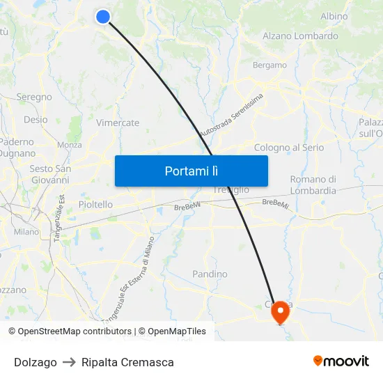 Dolzago to Ripalta Cremasca map