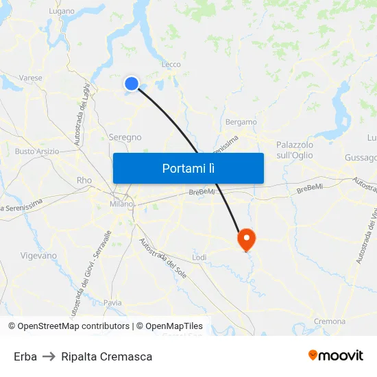 Erba to Ripalta Cremasca map