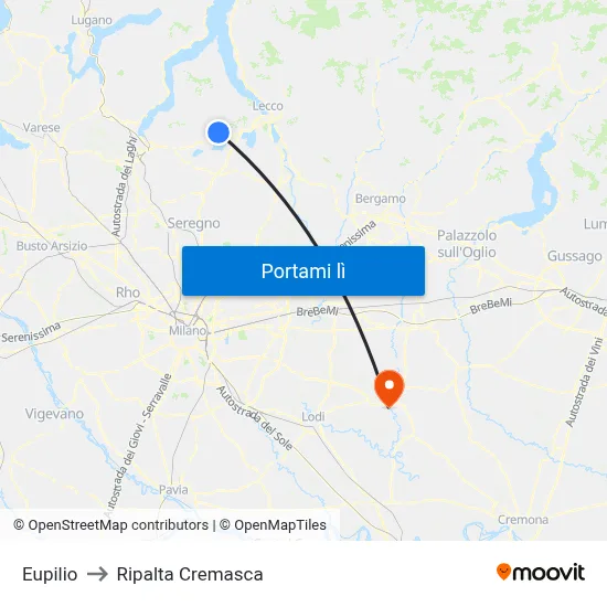 Eupilio to Ripalta Cremasca map