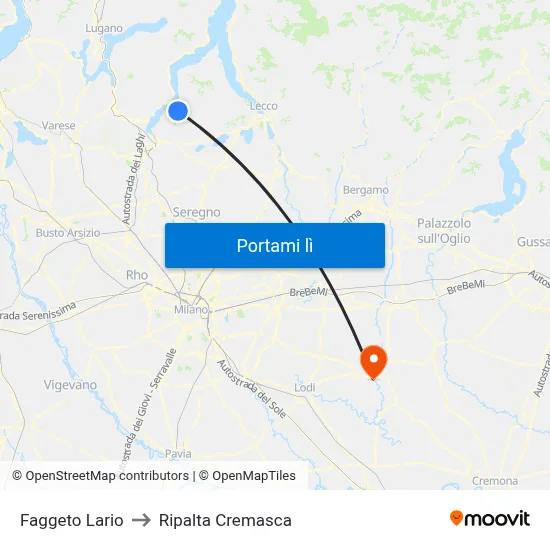 Faggeto Lario to Ripalta Cremasca map