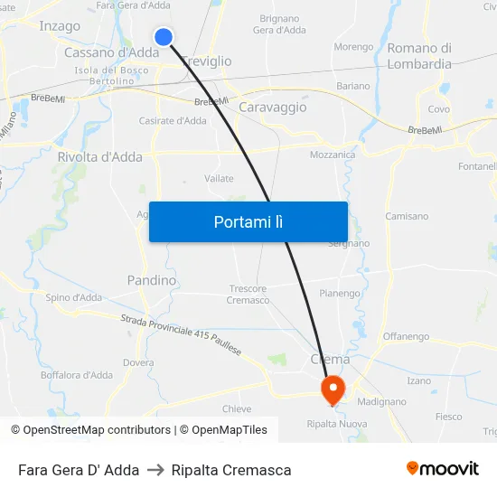 Fara Gera D' Adda to Ripalta Cremasca map