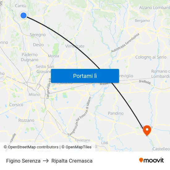 Figino Serenza to Ripalta Cremasca map