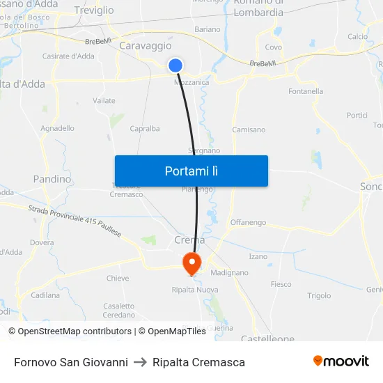 Fornovo San Giovanni to Ripalta Cremasca map