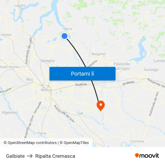 Galbiate to Ripalta Cremasca map