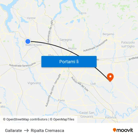 Gallarate to Ripalta Cremasca map