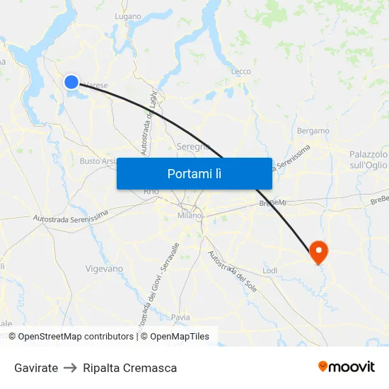 Gavirate to Ripalta Cremasca map