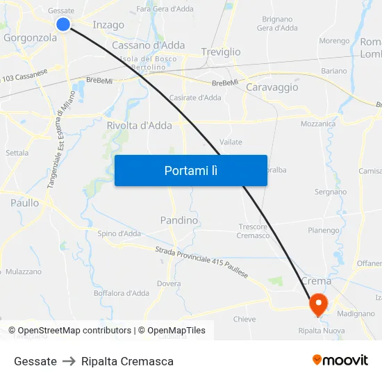 Gessate to Ripalta Cremasca map