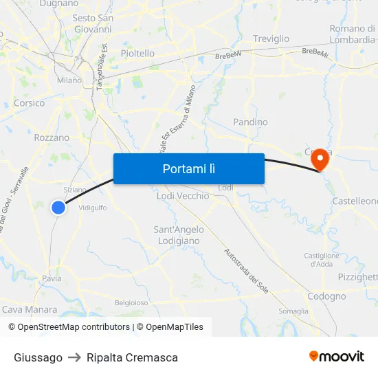 Giussago to Ripalta Cremasca map