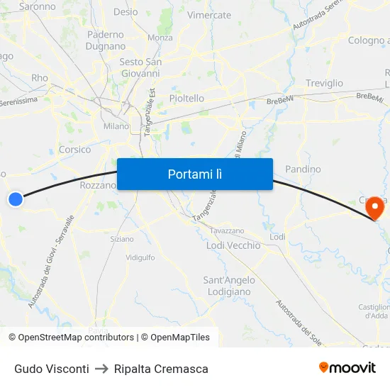 Gudo Visconti to Ripalta Cremasca map