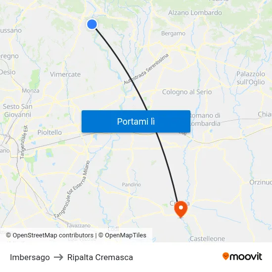 Imbersago to Ripalta Cremasca map