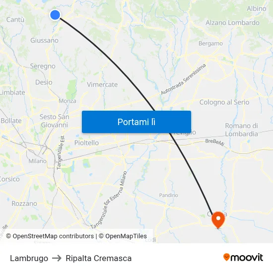 Lambrugo to Ripalta Cremasca map
