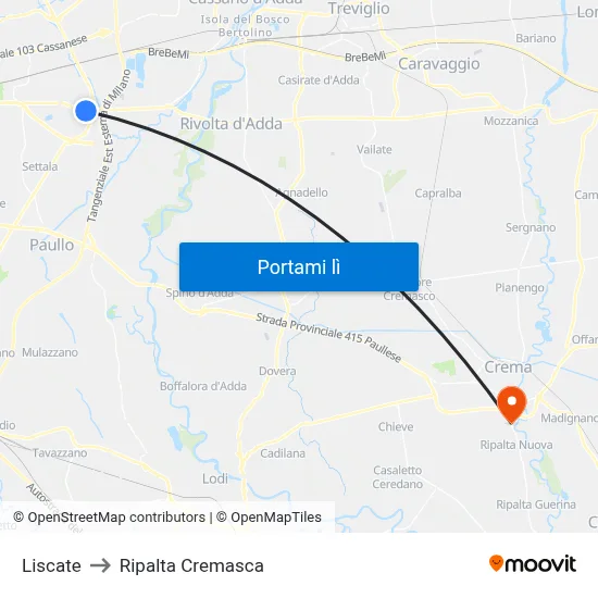 Liscate to Ripalta Cremasca map