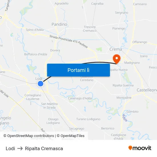 Lodi to Ripalta Cremasca map