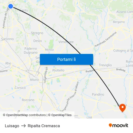 Luisago to Ripalta Cremasca map