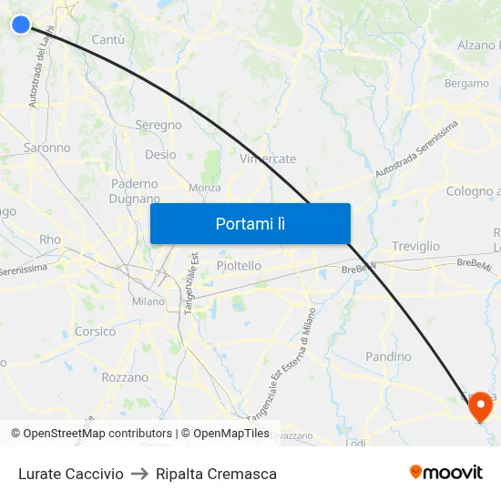 Lurate Caccivio to Ripalta Cremasca map