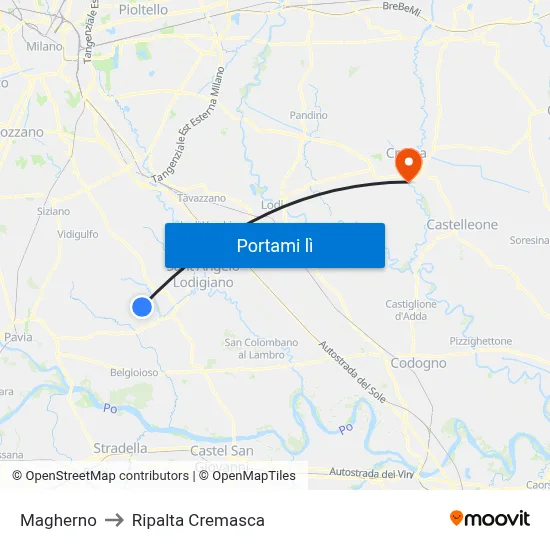 Magherno to Ripalta Cremasca map