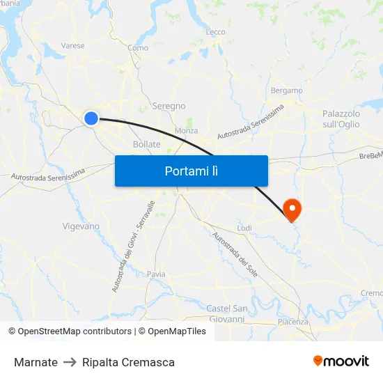 Marnate to Ripalta Cremasca map