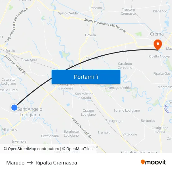 Marudo to Ripalta Cremasca map